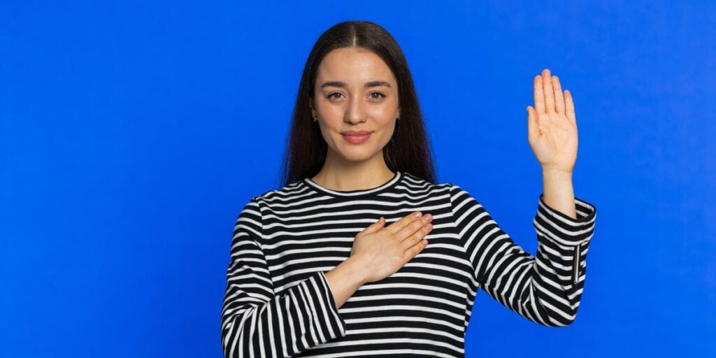 Image of a sales person promising to be honest