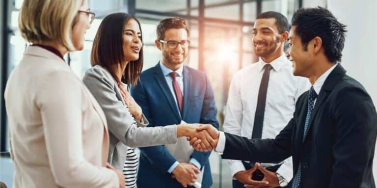 Image of a sales team making business introductions