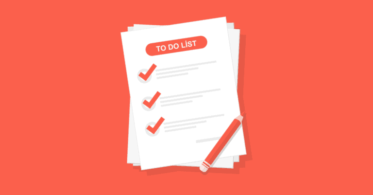 To Do list on white paper and red checks with a red pencil on a red background used for making sales calls