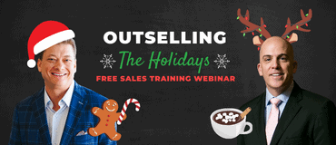 Cover photo for free sales training webinar showing Jeb Blount in a Santa hat and Anthony Iannarino in reindeer ears
