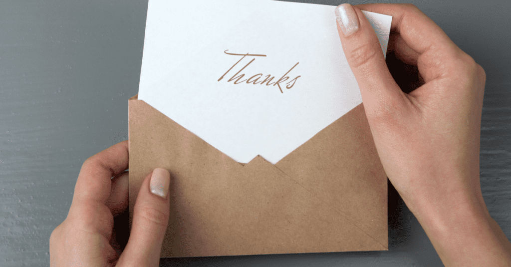 Hand written thank you note