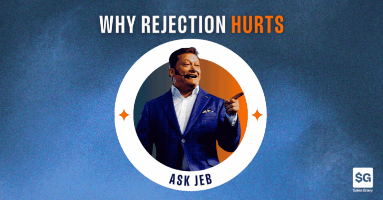 Here's a truth that'll make you uncomfortable: Getting rejected isn't the real problem. The real problem is that you're not doing the work upfront to lower the probability of rejection in the first place. That's the insight that hit when Wendy Ramirez, a leading Mexican sales expert and author of Lo que nadie habla de las ventas: Estrategias para no ser llamarada de petate or What Nobody Talks About in Sales: Strategies to Avoid Being a Flash in the Pan, joined this week's episode about handling rejection on Ask Jeb on The Sales Gravy Podcast. After forty years in sales, I've been rejected yesterday, I'll get rejected tomorrow, and I've been rejected so many times that I almost don't even feel it anymore. But that doesn't mean you can just "let it roll off your back" like some sales trainers tell you. If you're struggling with rejection, you're not alone. And more importantly, you're not broken. There's a biological reason it hurts so badly, and there are concrete techniques you can use to handle it. Let me leave you with this: Persistence always finds a way to win. Always. In the US, 44 percent of salespeople only face rejection once before they give up. 78 percent give up after asking twice. 91 percent give up after asking only four times. But on average, it takes eight asks to get someone to say yes to you. So think about that. The statistics are in your favor. The more you're persistent, the more you keep asking, the more likely you're going to get what you want. The more you face rejection, the more likely you're going to get what you want. The inspirational part? Doing that is really hard. It takes discipline, and discipline is defined as sacrificing what you want now for what you want most. The easiest, fastest way to put on that emotional armor and dive into objections and rejections is to know exactly what it is that you want. So that in that moment when your brain is saying to you, "Run, don't do this, don't face it," you remember that on the other side of that rejection is the one thing that you want more than anything else in the world. And you're willing to go through it, around it, under it. No matter what it takes. You're willing to do whatever it takes to get that thing that you want. That's when rejection stops being the problem and starts being just another step in your process. Sales Gravy is the number one sales training organization founded by jeb blount