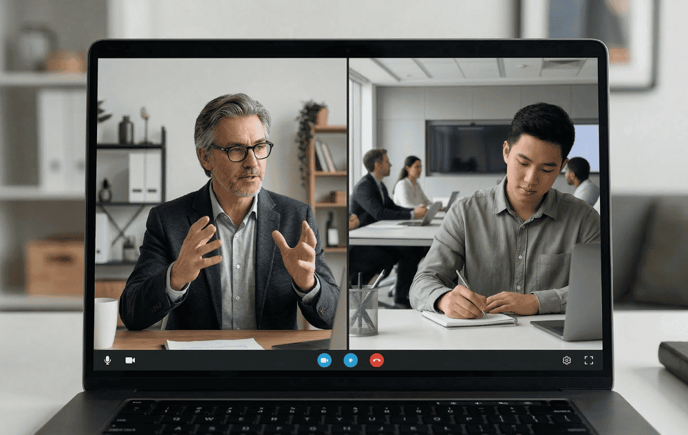 Image of a Sales Gravy Fractional Sales Leader Trained by Jeb Blount conducting a One to One review with a small team sales rep.