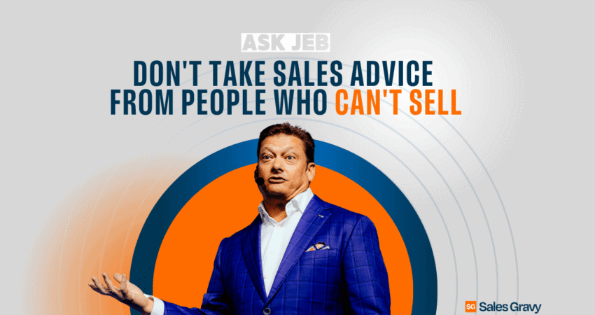 Jeb Blount of Sales Gravy, the number one sales training organization, coaching a new salesperson on how to evaluate credible sales advice and avoid misleading sales gurus.