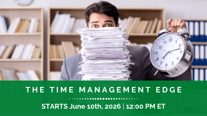THE TIME MANAGEMENT EDGE BOOTCAMP Modern sales professionals are pulled in many directions. You face disruptions and distractions that derail your sales day and negatively impact your income. There are plenty of days when you feel out of control and that you don't have enough time for the sales activities that matter most. In sales, time is the great equalizer. It is your most valuable resource. Every sales professional on earth has exactly 24 hours each day. How you choose to invest your time is the greatest predictor of success or failure. In this comprehensive, virtual instructor-led bootcamp you'll learn tips, tactics, techniques, and best practices for getting more time to sell more. THE TIME MANAGEMENT EDGE BOOTCAMP COVERS How to master the clock and develop time discipline How to protect the Golden Hours for income generating activities Calculating the value of your time and make better decisions The Principles of Me Management Techniques for managing de-railers and disruptors How to get past the 3Ps that hold you back How to explode productivity with High-Intensity Activity Sprints How to control your attention and become hyper-focused on high-impact activities The principles of ruthless prioritization How to say no and build a Do-Not-Do-List How to let go and delegate How to start and end your day The "Top Rocks" task management methodology Sales day planning strategies How to avoid wasting time with no shows How to manage your inbox and CRM in less time with better outcomes How to reduce windshield time Group mastermind for time management best practices, tools, and tech