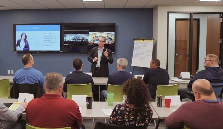 Image of a Sales team in a Fanatical Prospecting Bootcamp training session — curriculum overview from Sales Gravy