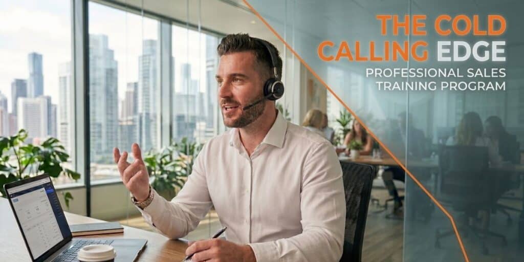 Image of a sales rep making a cold call after attending Sales Gravy Cold Calling Edge™ training.